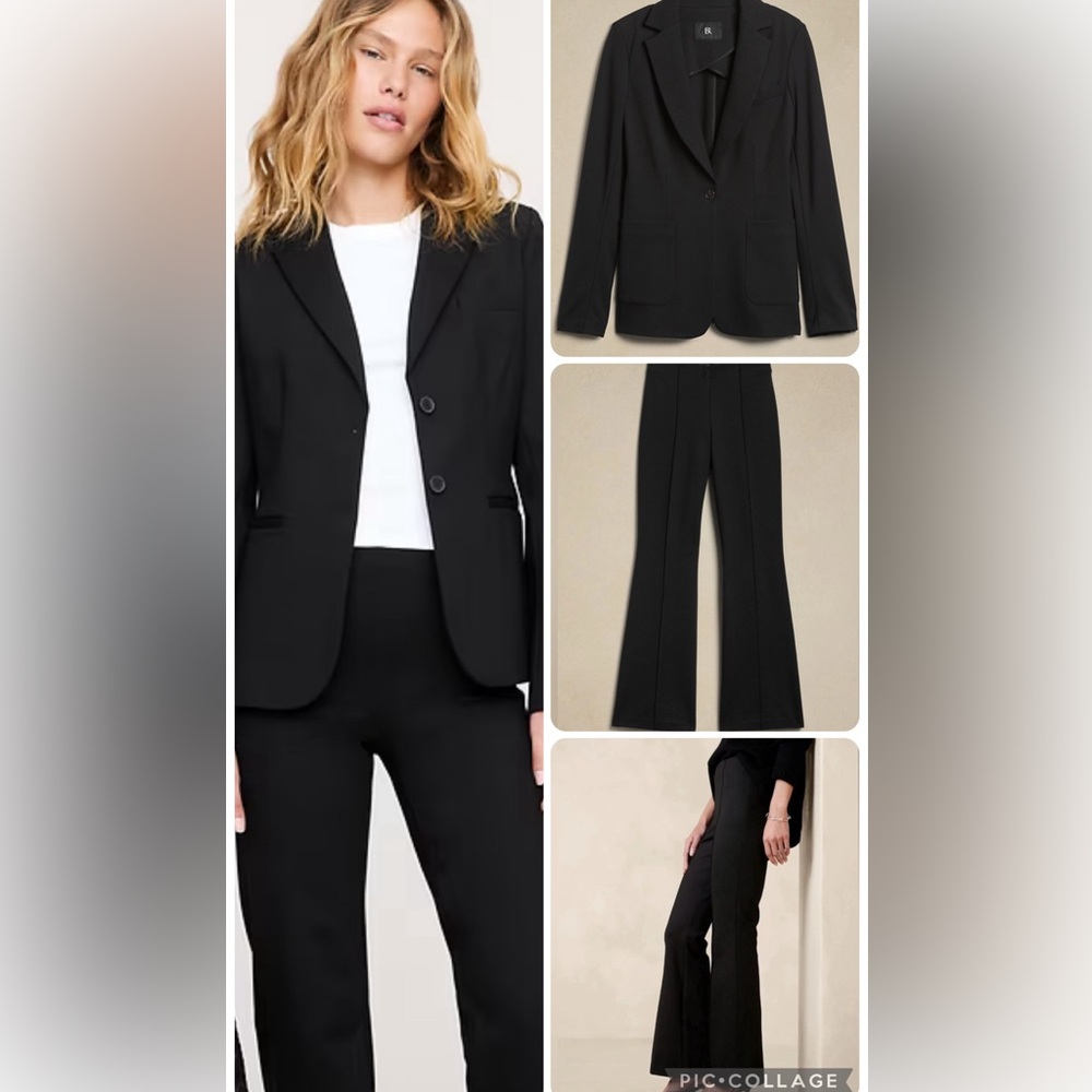 Banana Republic Everywhere Ponte Flare Pants & Blazer Suit Set XL NWT